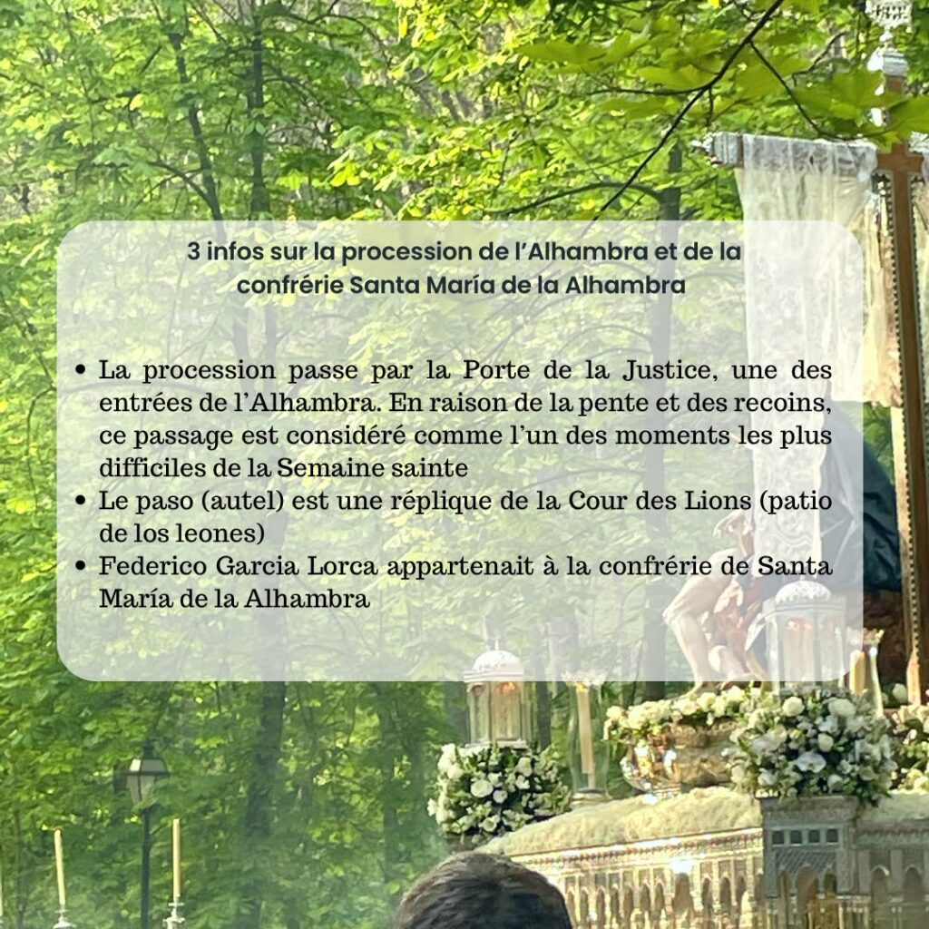 Détails sur la procession de l'Alhambra pendant la Semaine sainte