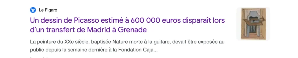 Un tableau de Picasso a disparu entre Madrid et Grenade